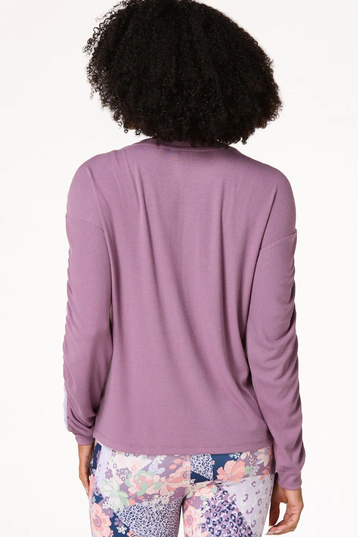 Ruched Ribbed Henley Top