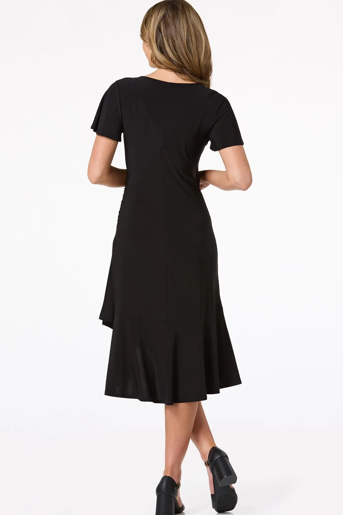 Ruched Side Drape Midi Dress