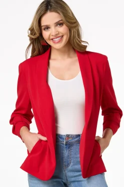 Ruched Sleeve Blazer