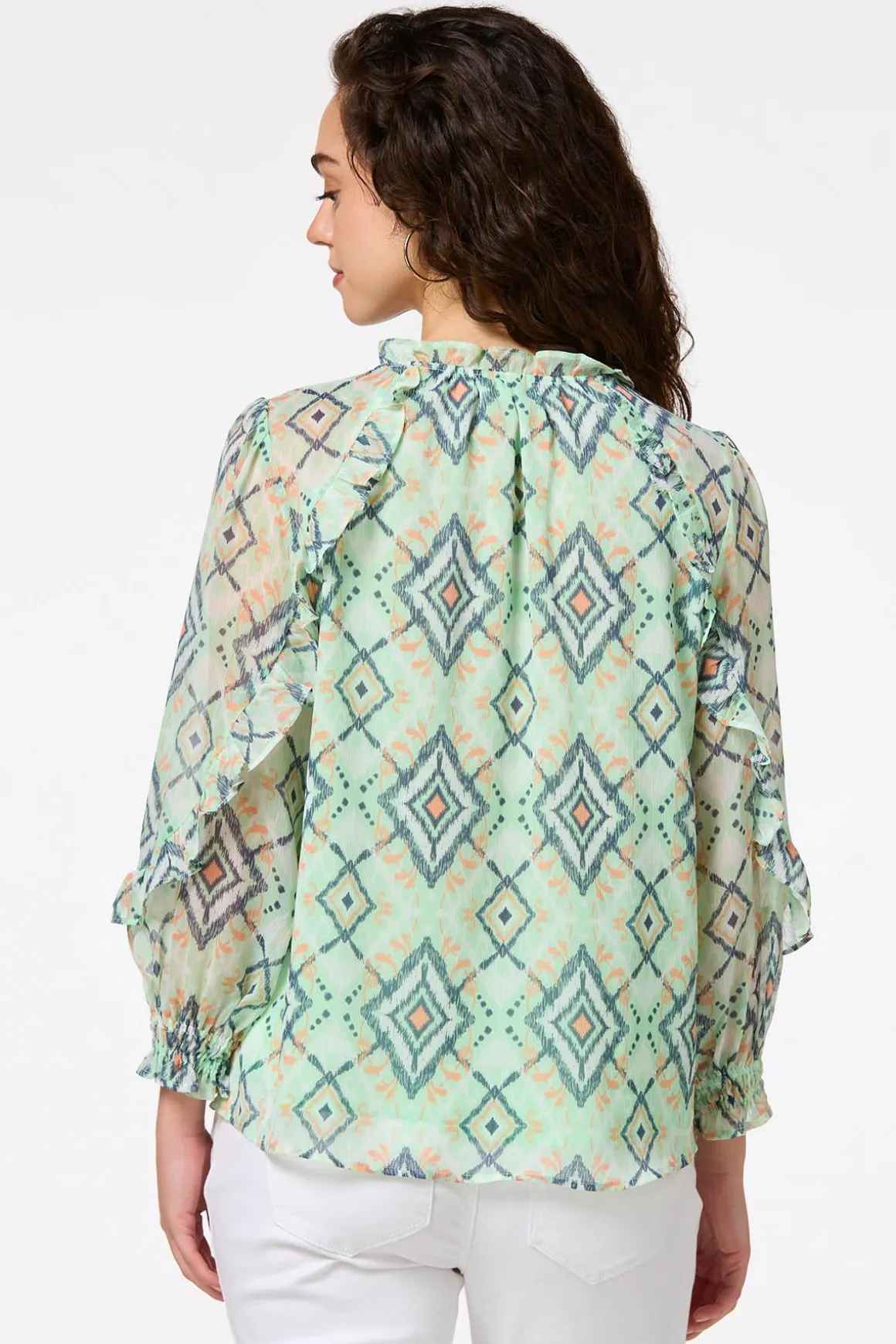 Ruffled Aztec Print Top