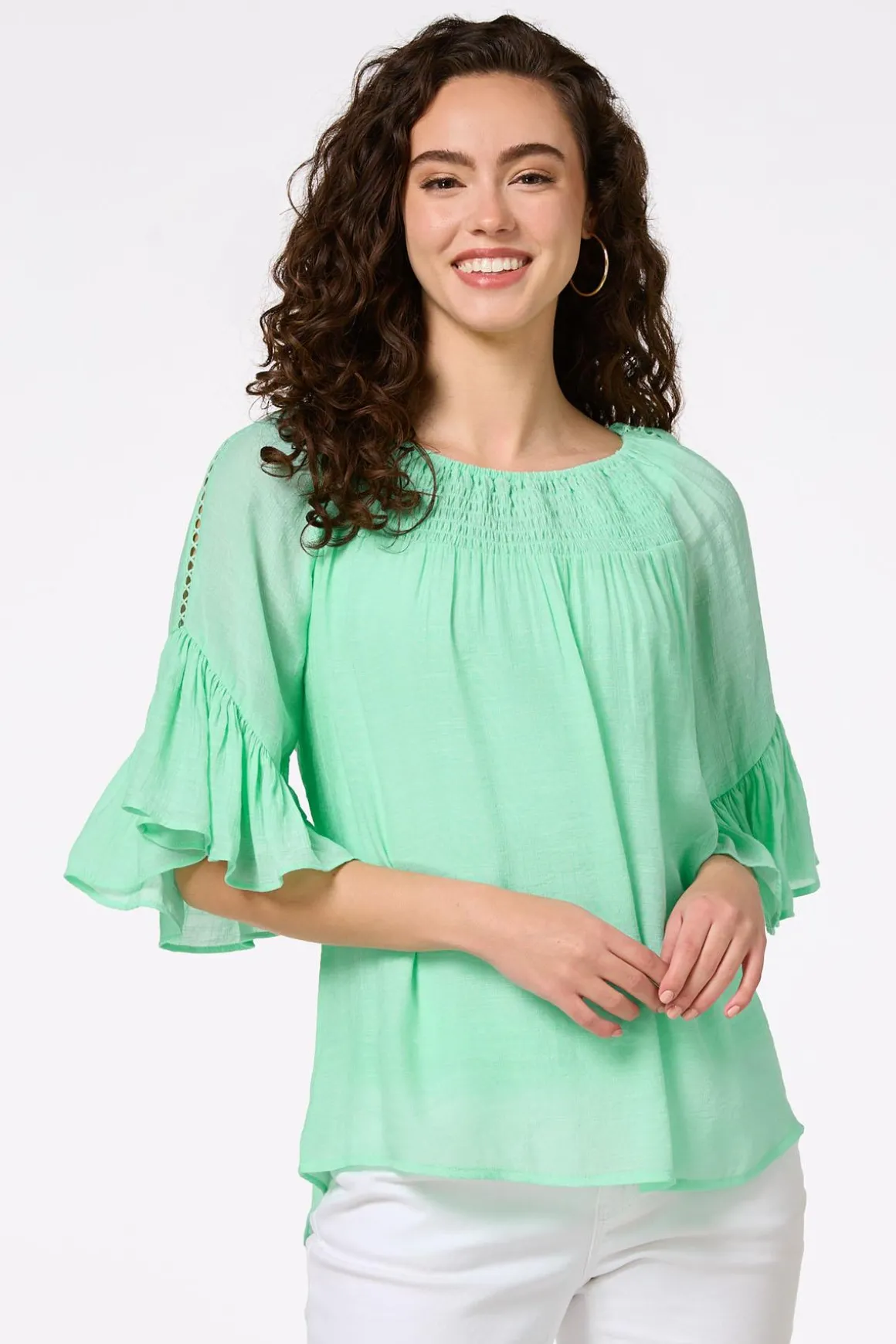 Ruffled Bell Sleeve Top