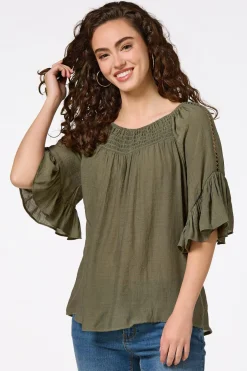 Ruffled Bell Sleeve Top