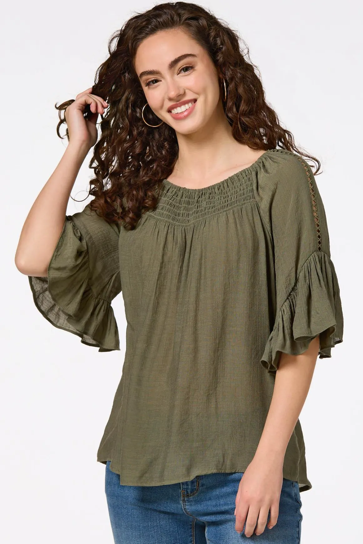 Ruffled Bell Sleeve Top