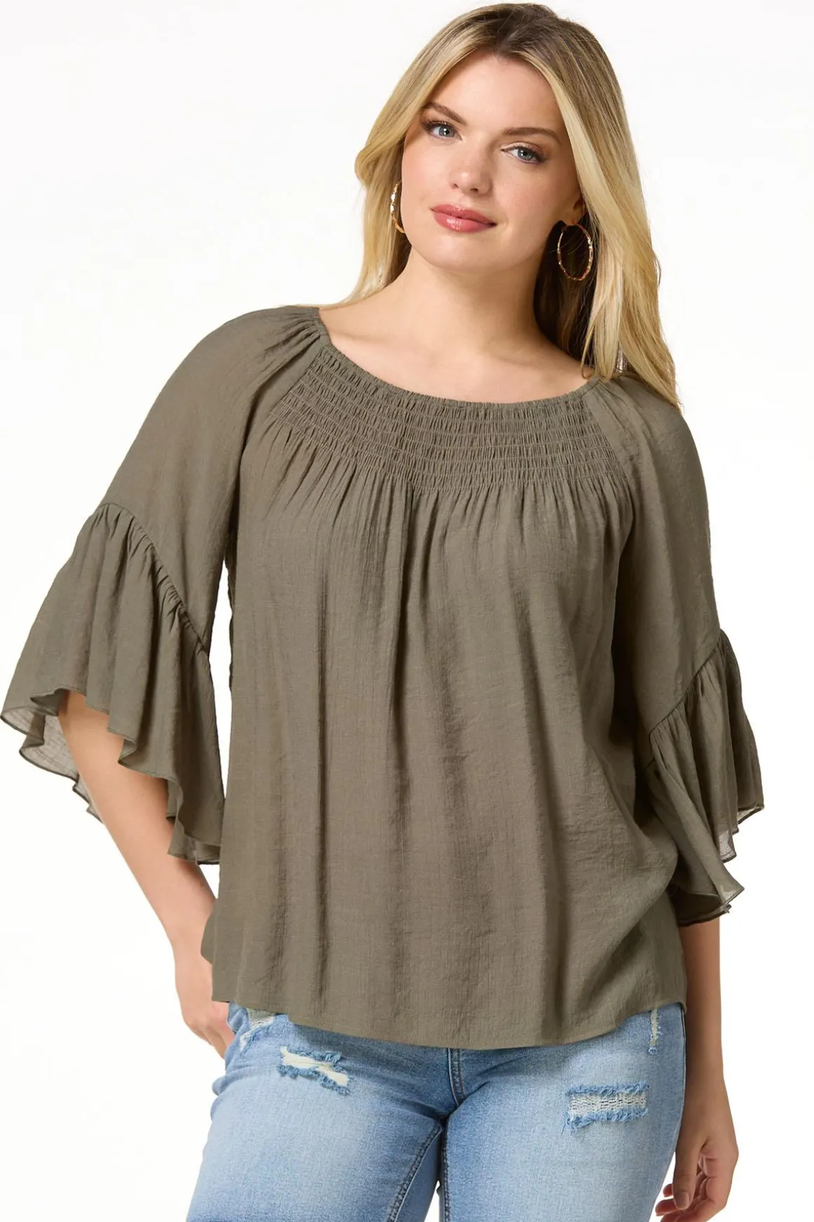 Ruffled Bell Sleeve Top