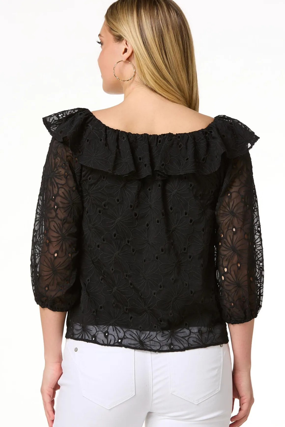 Ruffled Eyelet Poet Top