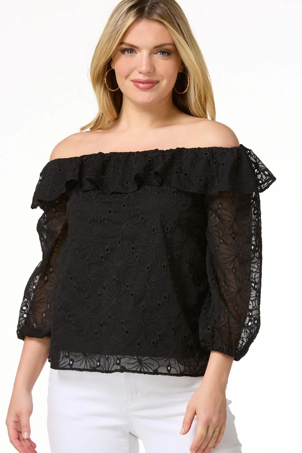 Ruffled Eyelet Poet Top