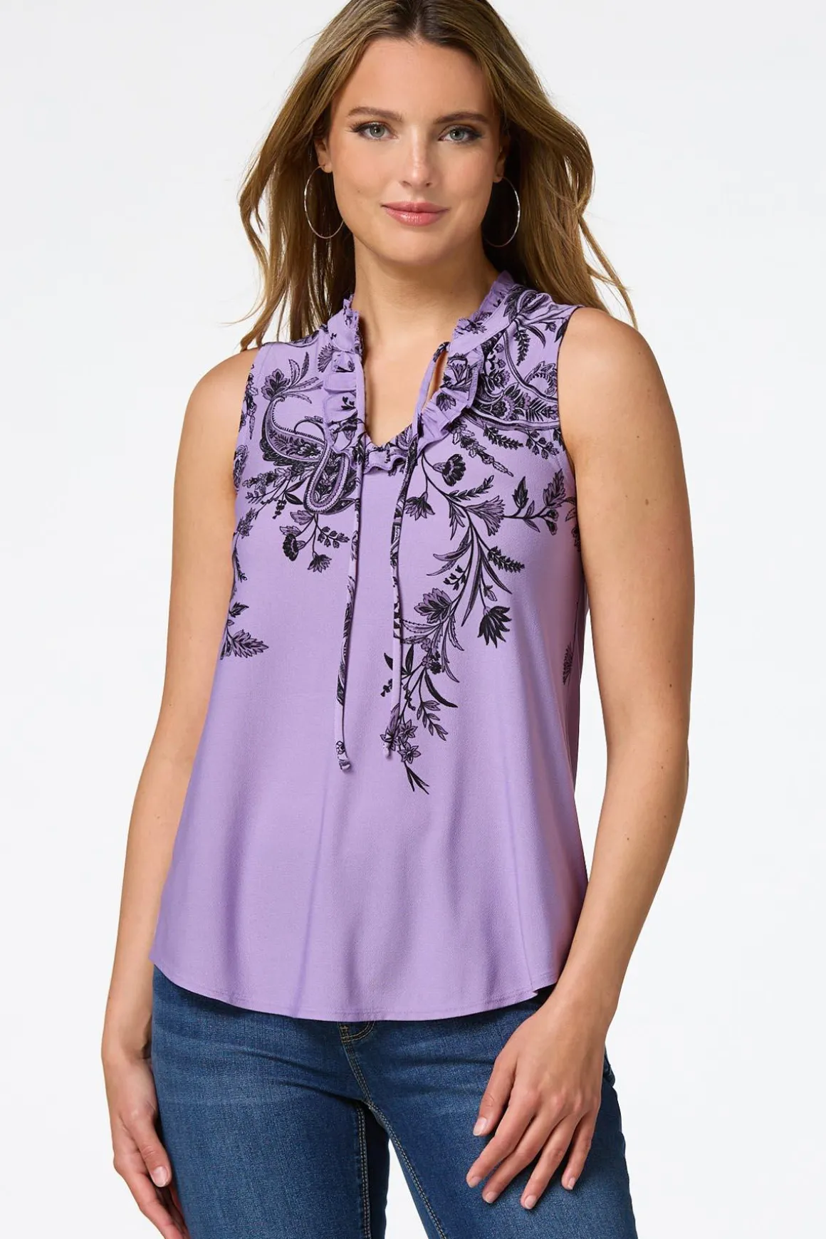 Ruffled Floral Paisley Top
