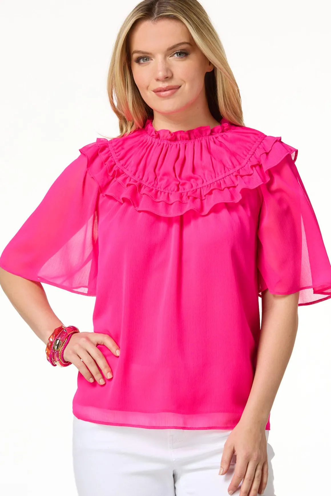 Ruffled Flutter Sleeve Top
