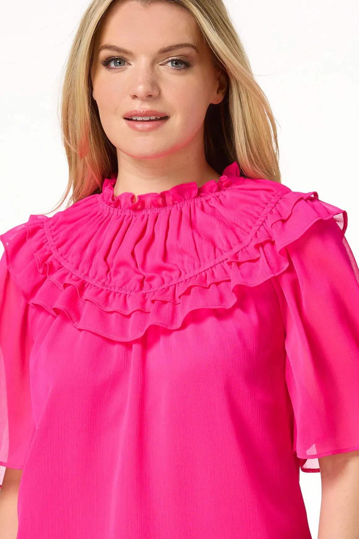 Ruffled Flutter Sleeve Top