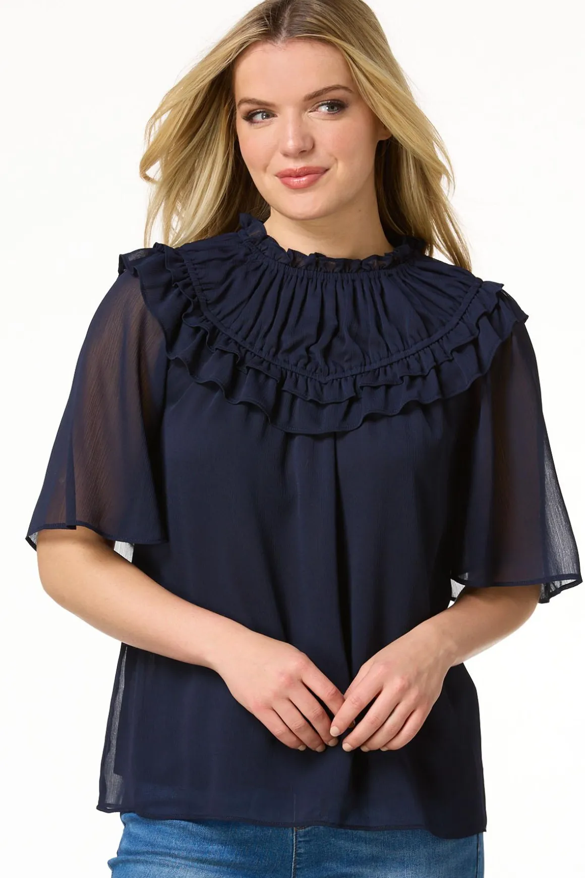 Ruffled Flutter Sleeve Top