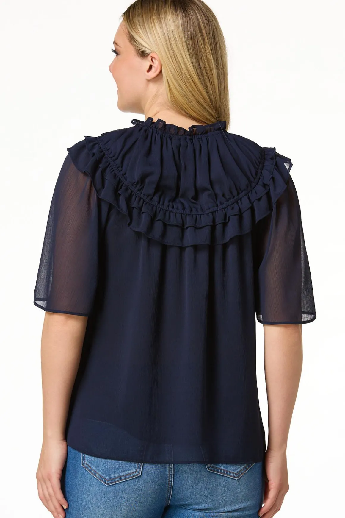 Ruffled Flutter Sleeve Top