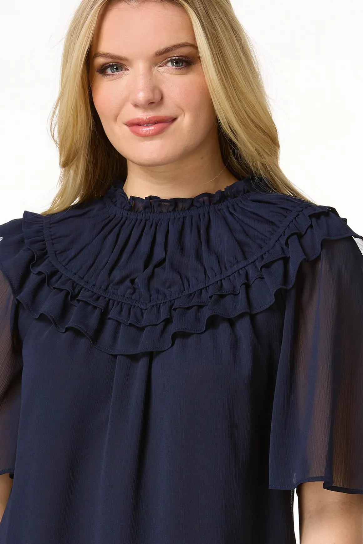 Ruffled Flutter Sleeve Top