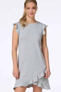 Ruffled Hem Heather Grey Dress