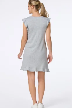 Ruffled Hem Heather Grey Dress