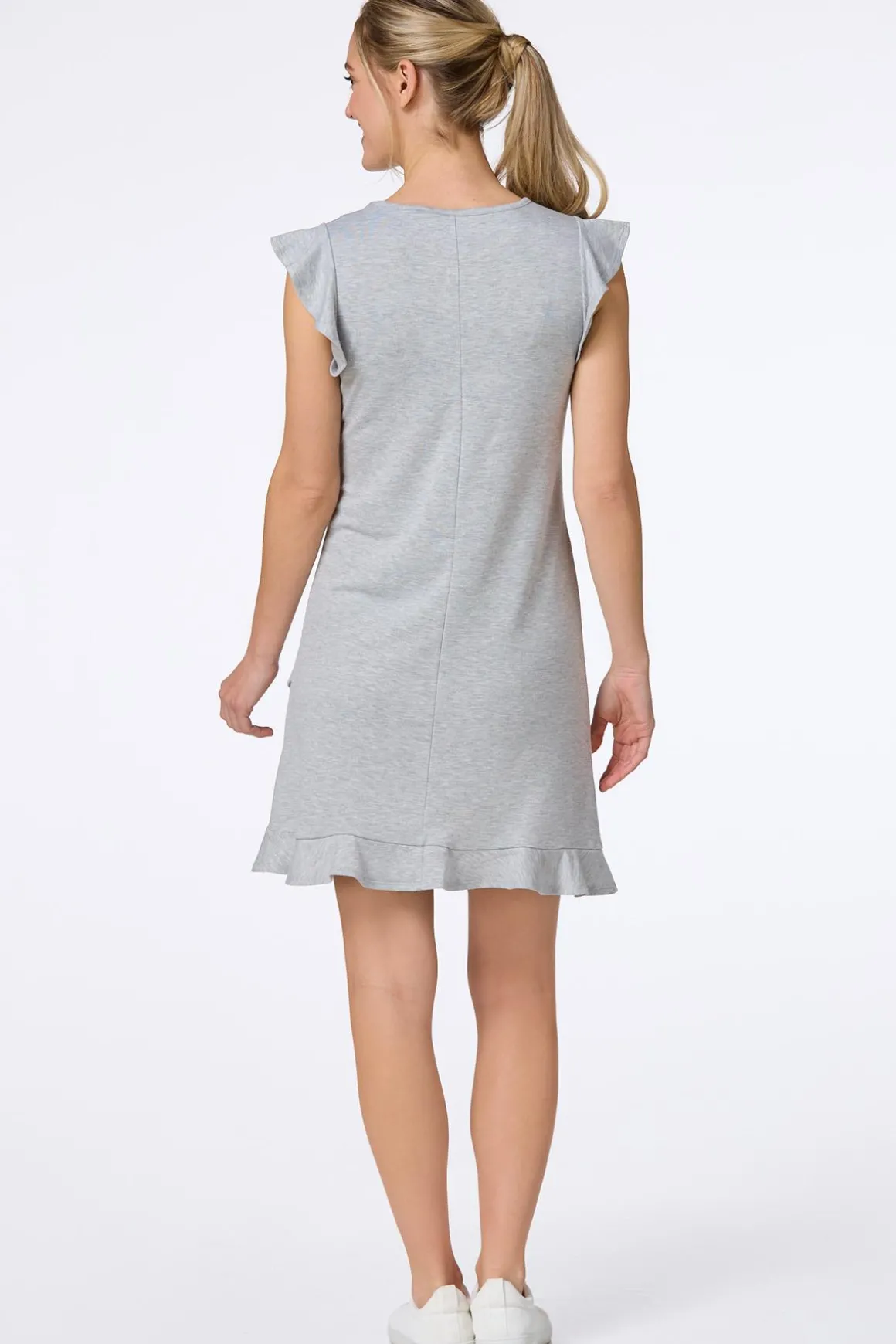 Ruffled Hem Heather Grey Dress