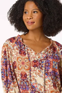 Ruffled Medallion Poet Top