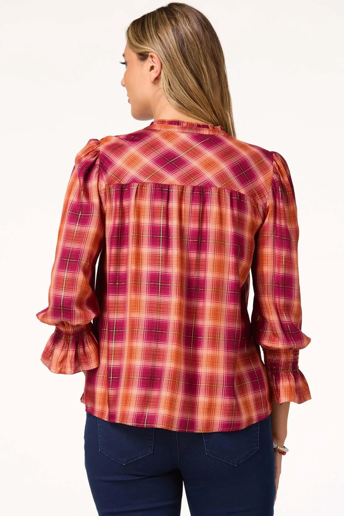 Ruffled Plaid Top