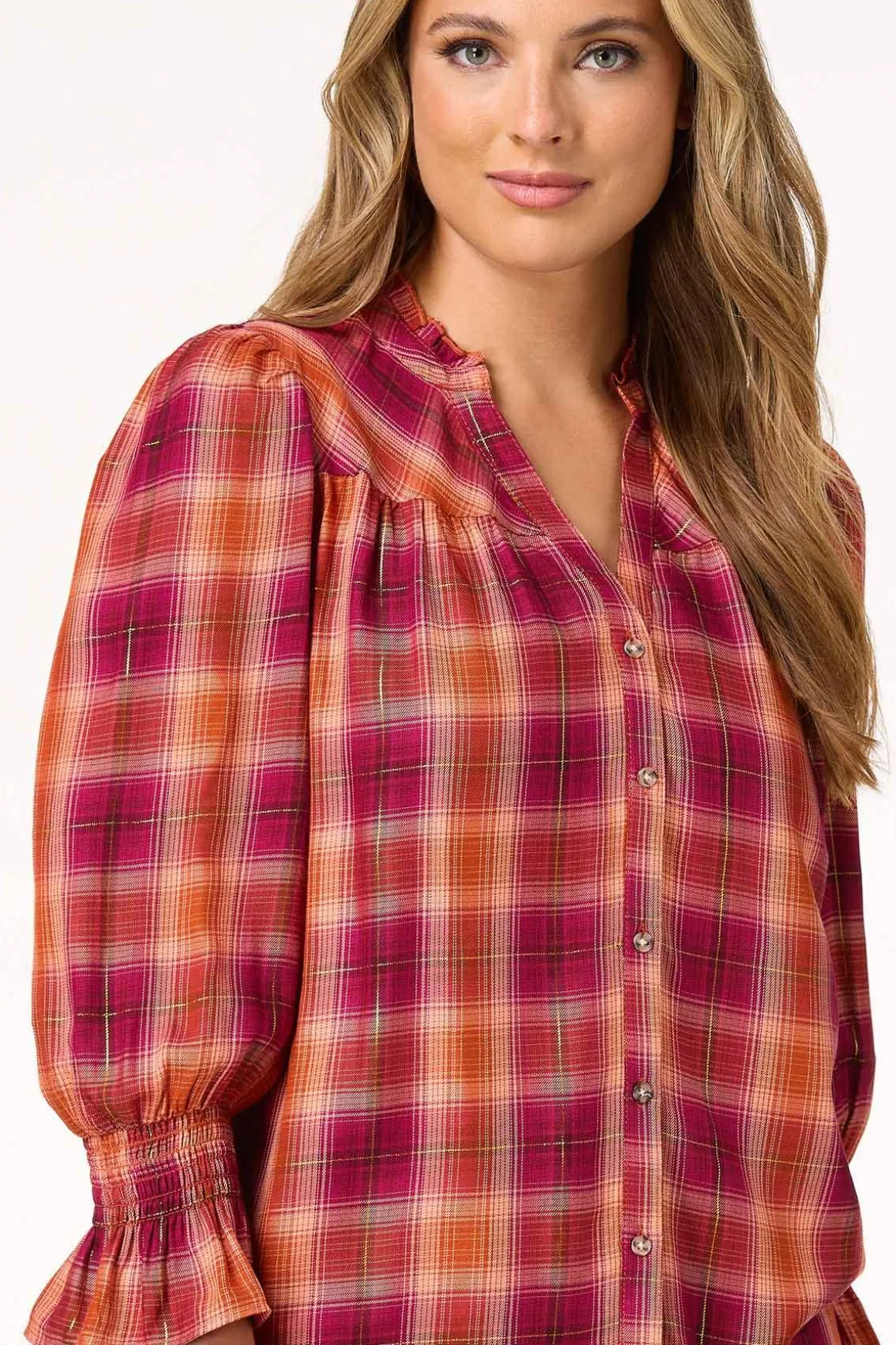 Ruffled Plaid Top