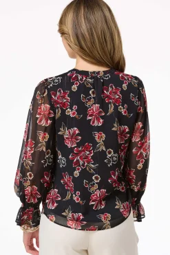 Ruffled Red Floral Top