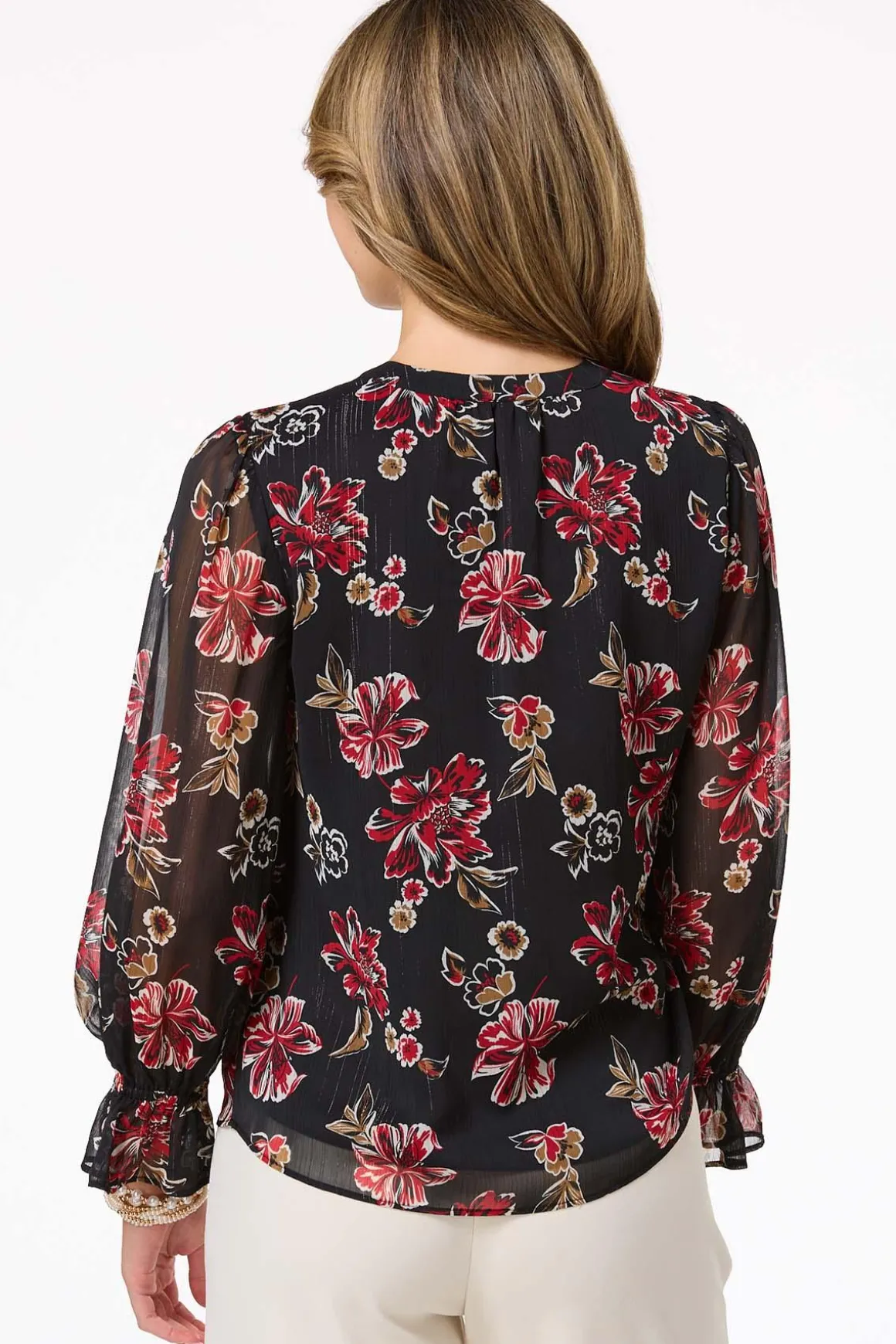 Ruffled Red Floral Top