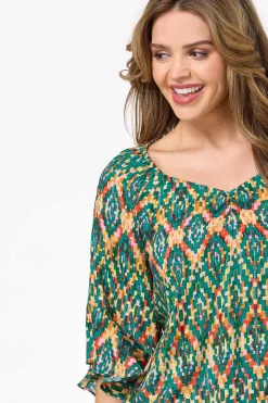 Ruffled Shimmer Print Top