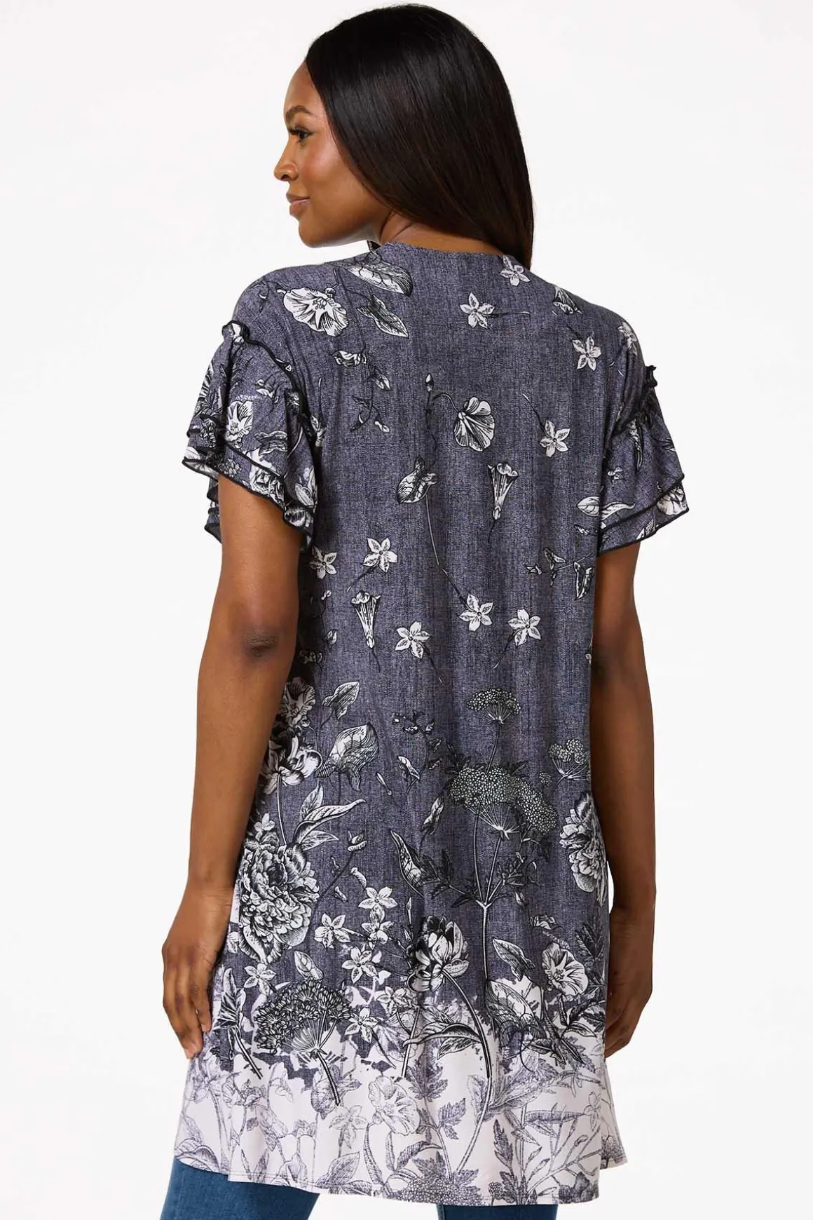 Ruffled Sketch Floral Kimono