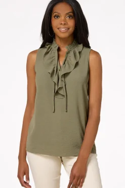 Ruffled V- Neck Tank