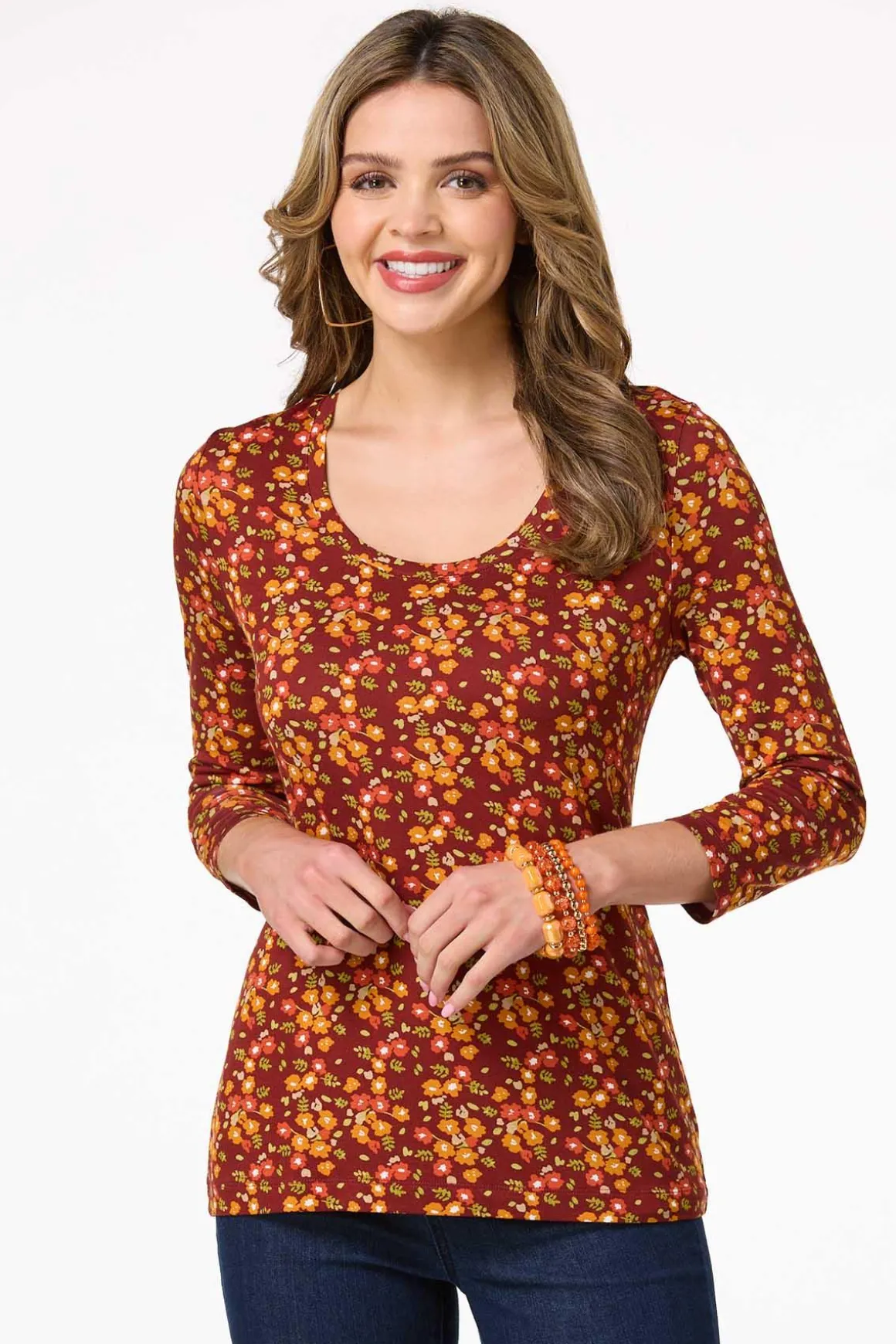 Rust Floral Top