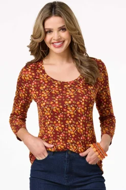Rust Floral Top