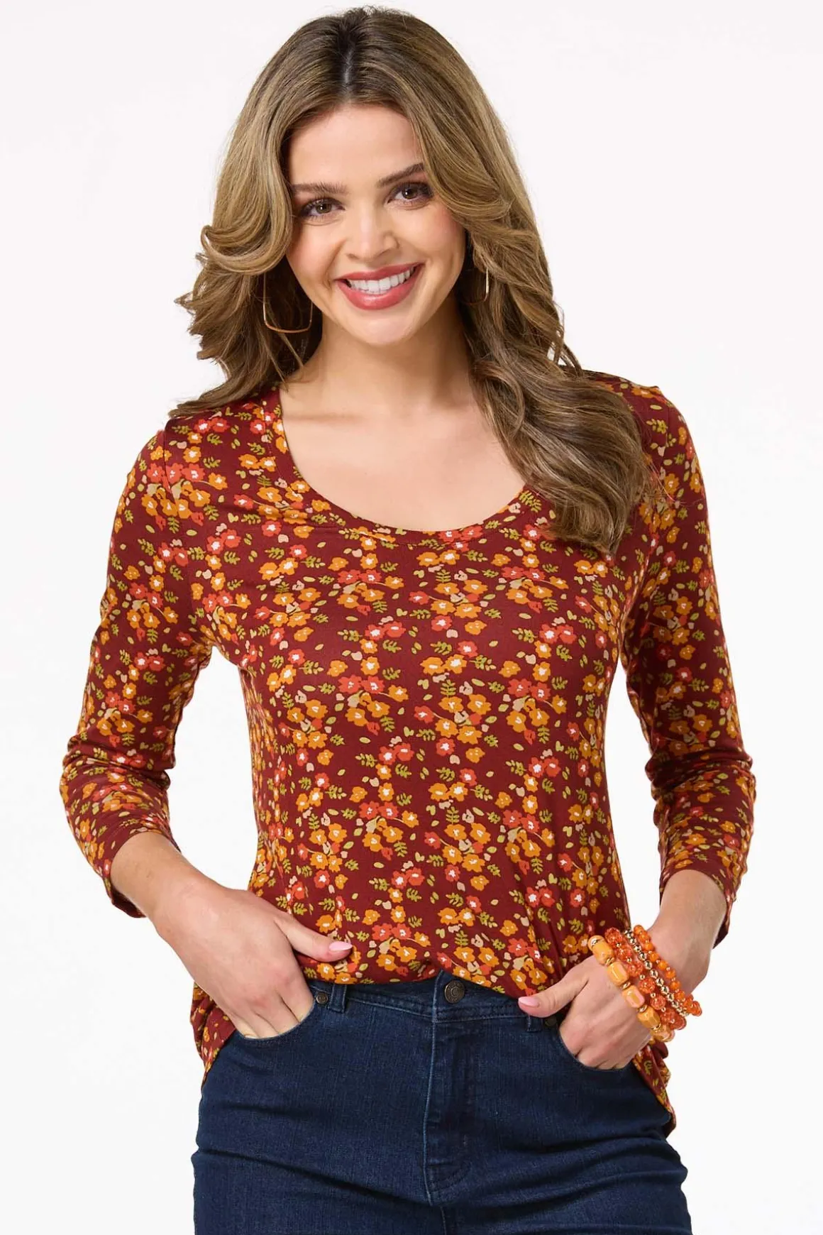 Rust Floral Top