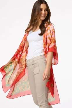 Satin Bordered Print Kimono