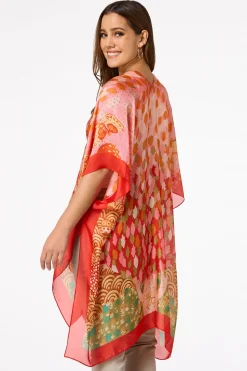 Satin Bordered Print Kimono