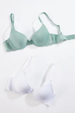 Satin Stripe Bra Set