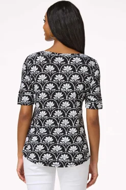 Scalloped Floral Print Top