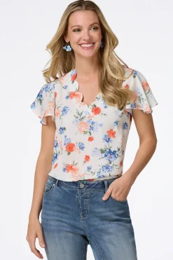Scalloped Floral Top