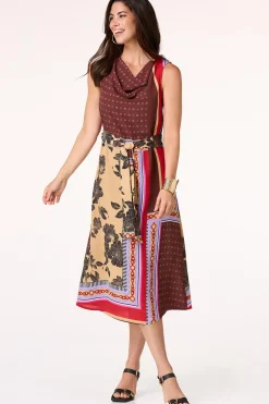 Scarf Print Midi Dress