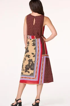 Scarf Print Midi Dress