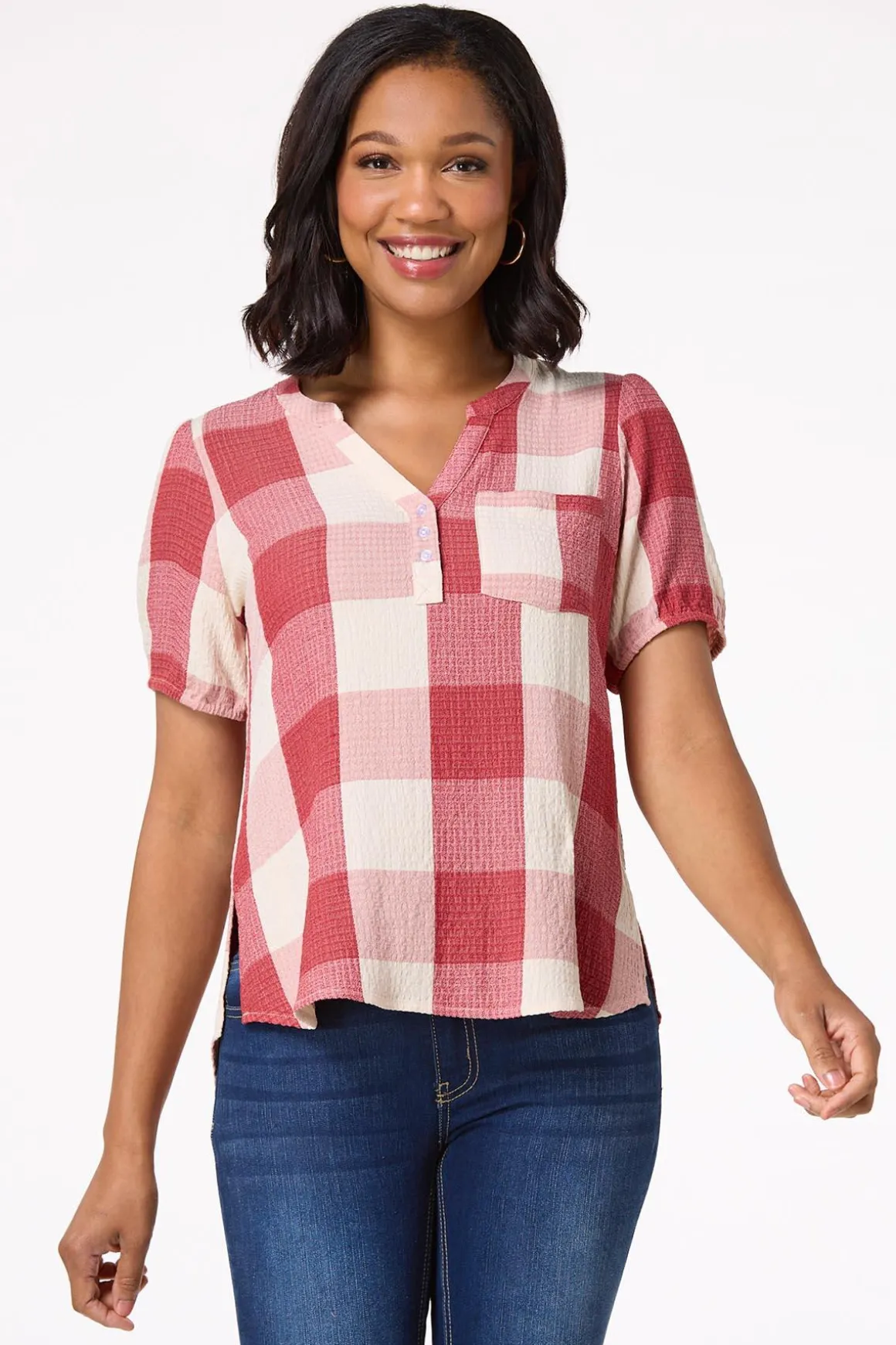 Scarlett Check Waffle Top