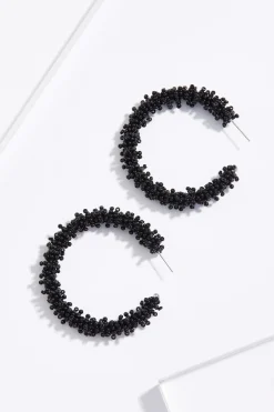 Seed Bead Cluster Hoop Earrings