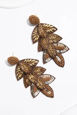 Seed Bead Leaf Earrings