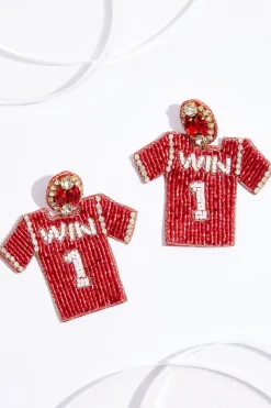 Seed Bead Win Jersey Earrings