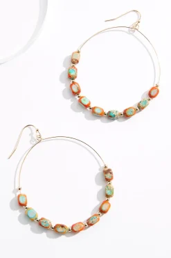 Semi- Precious Beaded Hoop Earrings
