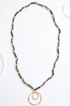 Semi- Precious Circle Pendant Necklace