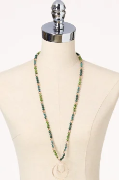 Semi- Precious Circle Pendant Necklace