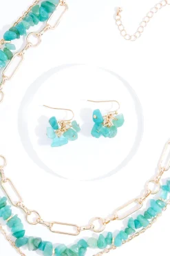 Semi- Precious Pendant Necklace Set