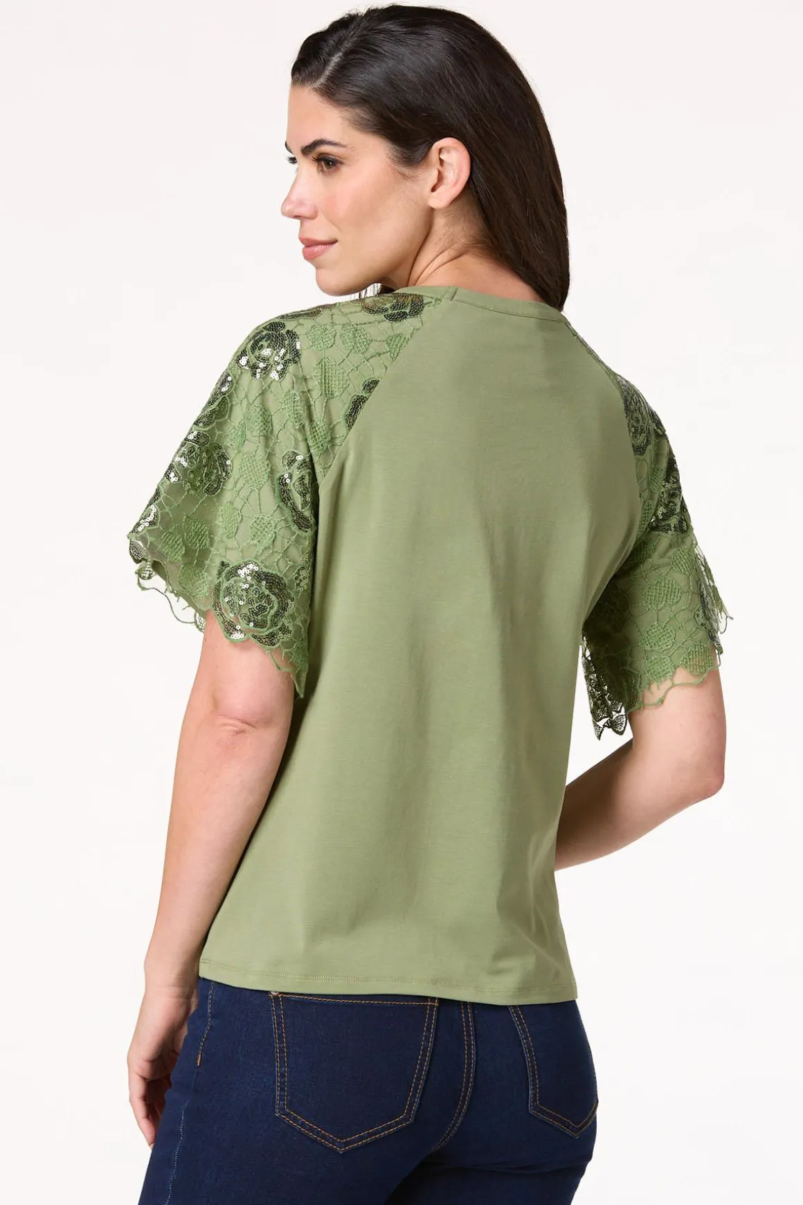 Sequin Lace Sleeve Top
