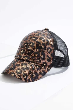 Sequin Leopard Baseball Hat