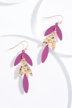 Shaky Color Leaf Gold Earrings