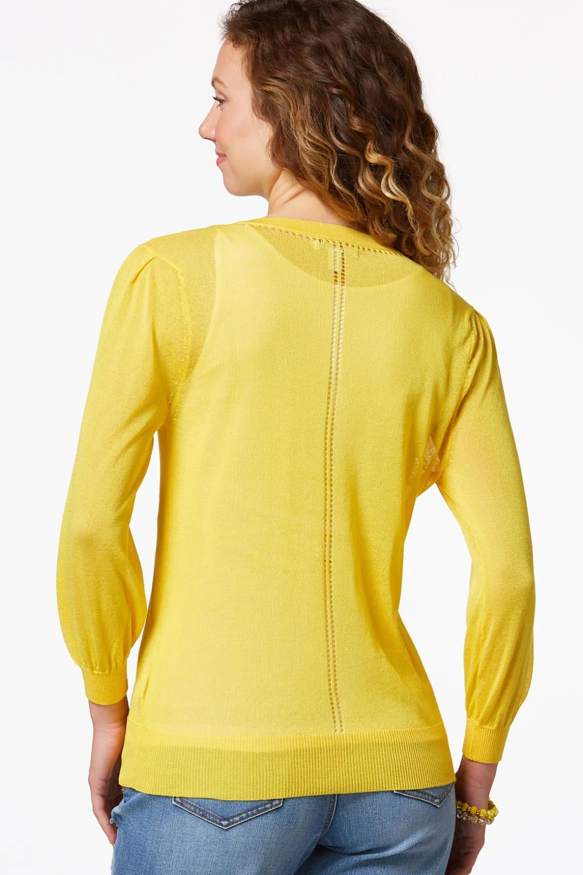 Sheer Balloon Sleeve Cardigan