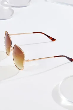 Side Embellished Square Sunglasses
